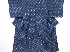 リサイクル　琉球絣柄織出し手織り節紬着物